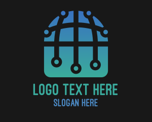 Electrician - International Tech World Globe logo design