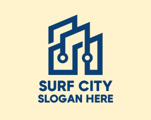 Blue Futuristic City  logo design