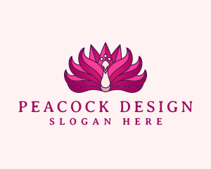Peacock - Lotus Flower Peacock logo design
