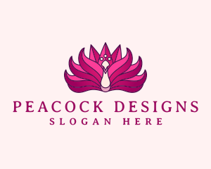 Peacock - Lotus Flower Peacock logo design