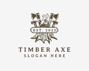 Wood Axe Carpentry logo design