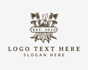 Log - Wood Axe Carpentry logo design