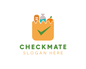 Grocery Bag Checkmark logo design