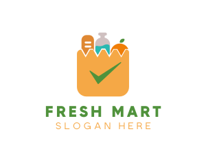 Grocery - Grocery Bag Checkmark logo design