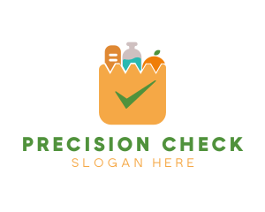 Grocery Bag Checkmark logo design