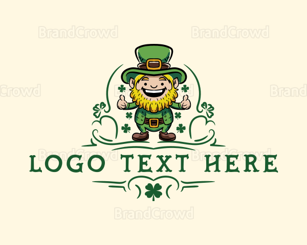 Happy Leprechaun Shamrock Logo