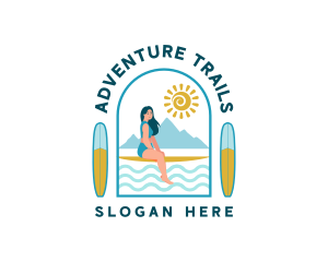 Beach Surfer Woman logo design