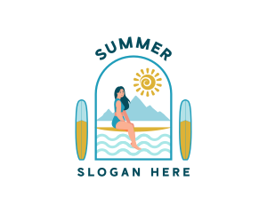 Beach Surfer Woman logo design