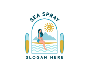 Beach Surfer Woman logo design