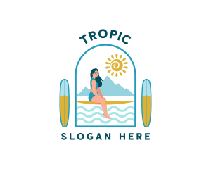 Beach Surfer Woman logo design