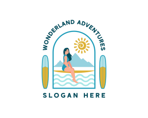 Beach Surfer Woman logo design