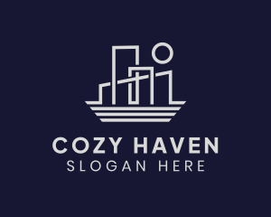 Gray Building Apartment logo design