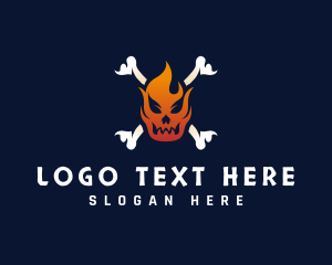 Horror - Fire Skull Crossbones logo design