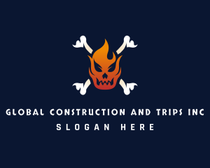 Fire Skull Crossbones Logo