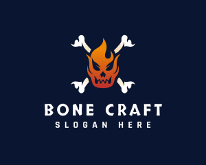 Skeletal - Fire Skull Crossbones logo design