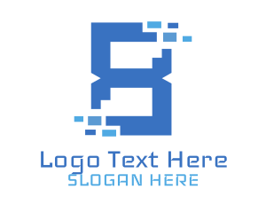 Numeral - Blue Digital Number 8 logo design