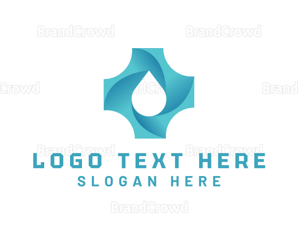 Water Droplet Cross Logo