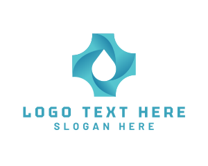 Hydrogen - Water Droplet Cross logo design