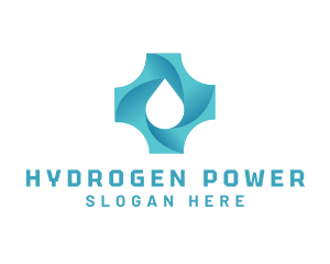 Hydrogen - Water Droplet Cross logo design