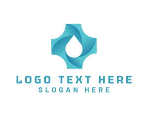 Fluid - Water Droplet Cross logo design