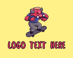 Skater - Raging Bull Skater logo design