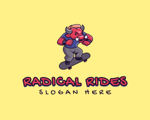 Skateboarder - Raging Bull Skater logo design