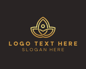 Golden - Wellness Floral Yoga logo design