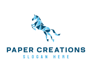 Papercraft - Gradient Horse Craft logo design