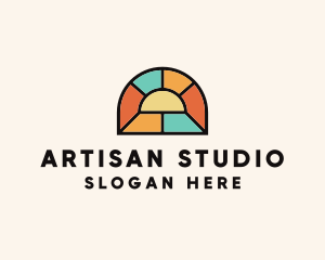 Atelier - Stained Glass Arch Window logo design