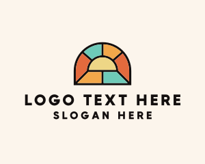 Retro - Stained Glass Arch Window logo design