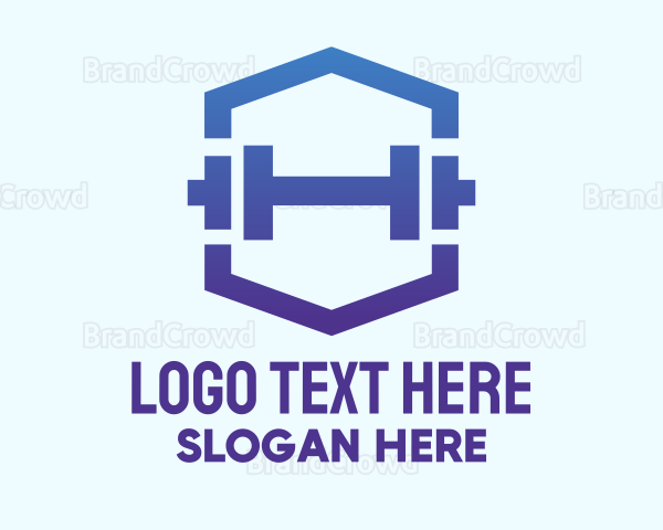 Dumbbell Gym Fitness Hexagon Logo