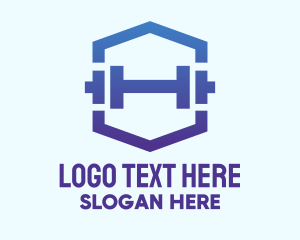 Fitness - Dumbbell Gym Fitness Hexagon logo design