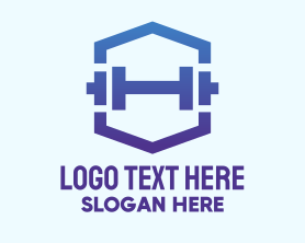 Weights - Dumbbell Gym Fitness Hexagon logo design