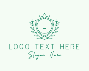 Crown - Natural Crown Shield Floral logo design