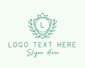 Lettermark - Natural Crown Shield Floral logo design