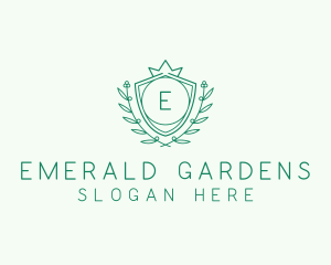 Natural Crown Shield Floral logo design