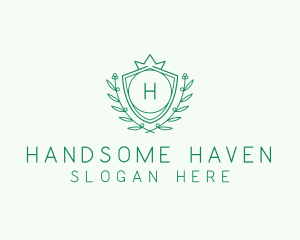 Natural Crown Shield Floral logo design