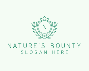 Natural Crown Shield Floral logo design