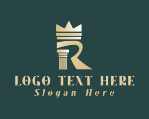 Letter R - Column Pillar Crown logo design