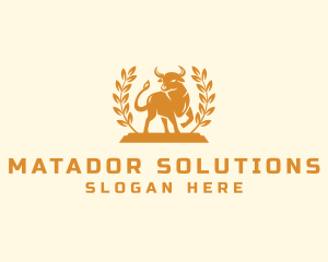 Matador - Gold Wreath Bull Animal logo design