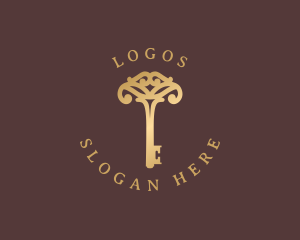 Victorian - Elegant Gold Key logo design