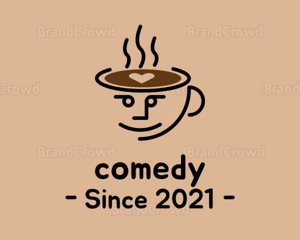 Cute Coffee Cup Face Logo