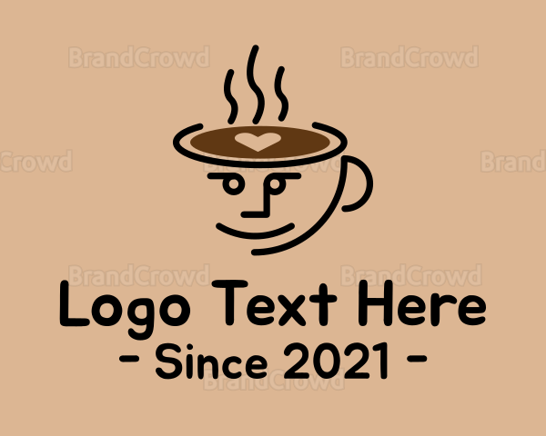 Cute Coffee Cup Face Logo