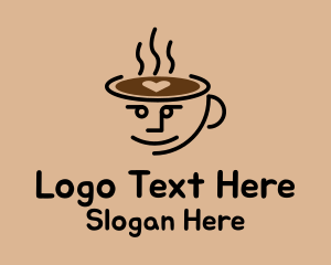 Cute Coffee Cup Face Logo