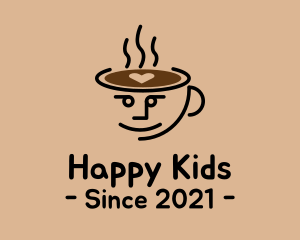 Cute Coffee Cup Face logo design