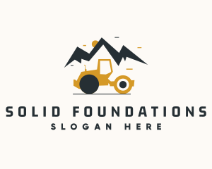 Steamroller - Mountain Construction Roller logo design