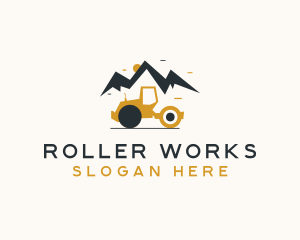 Mountain Construction Roller logo design