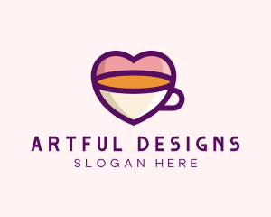 Coffee Cup Love Heart logo design