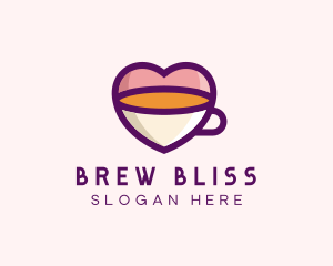 Brew - Coffee Cup Love Heart logo design