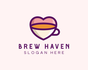 Brew - Coffee Cup Love Heart logo design